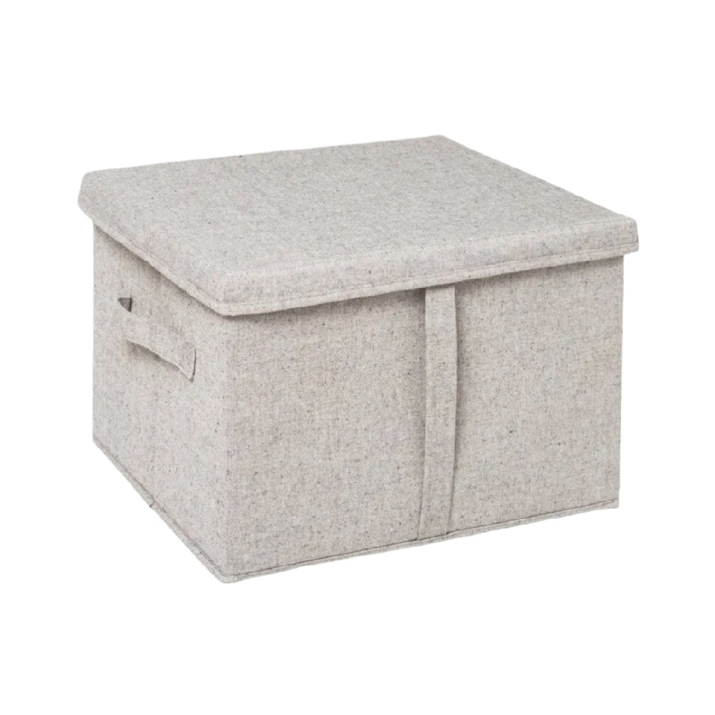 Stylish Fabric Storage Box with Lid – Square Shape, Gray, Foldable & Easy to Carry