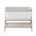 Adjustable Baby Bassinet with Drop-Down Side, Storage, and Mesh