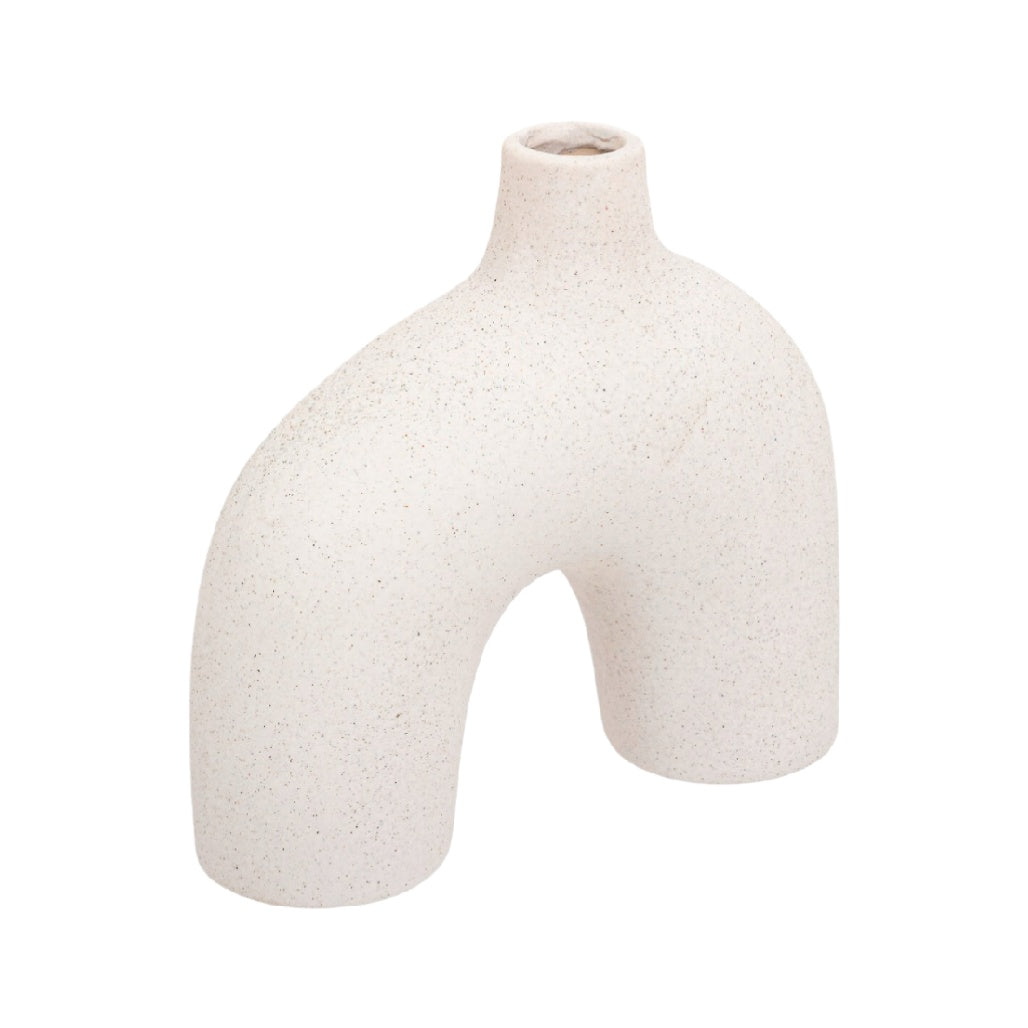 Modern Ceramic Curved Vase - Minimalist Design in White