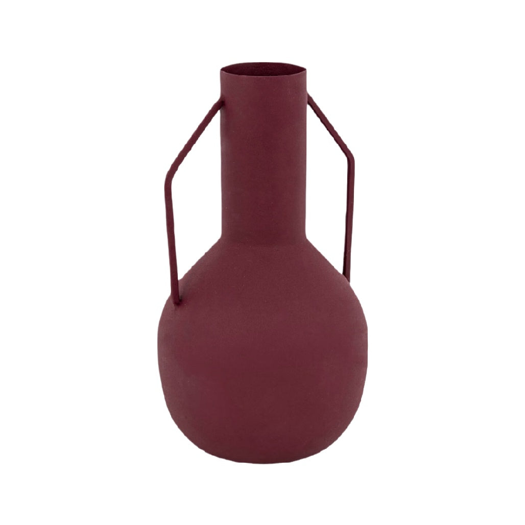 Modern Matte Burgundy Ceramic Vase with Handle