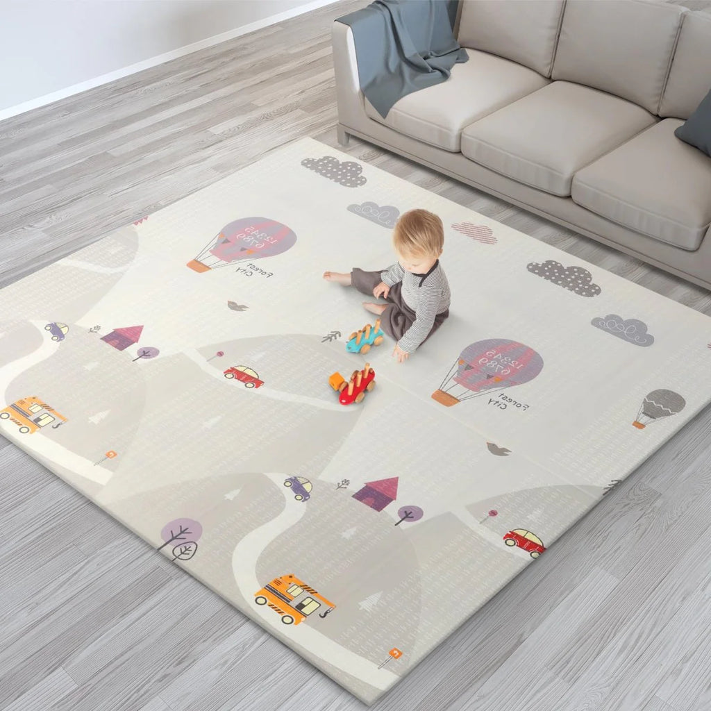 Foldable Reversible Mat for Play, Waterproof Picnic Mat Carry Bag