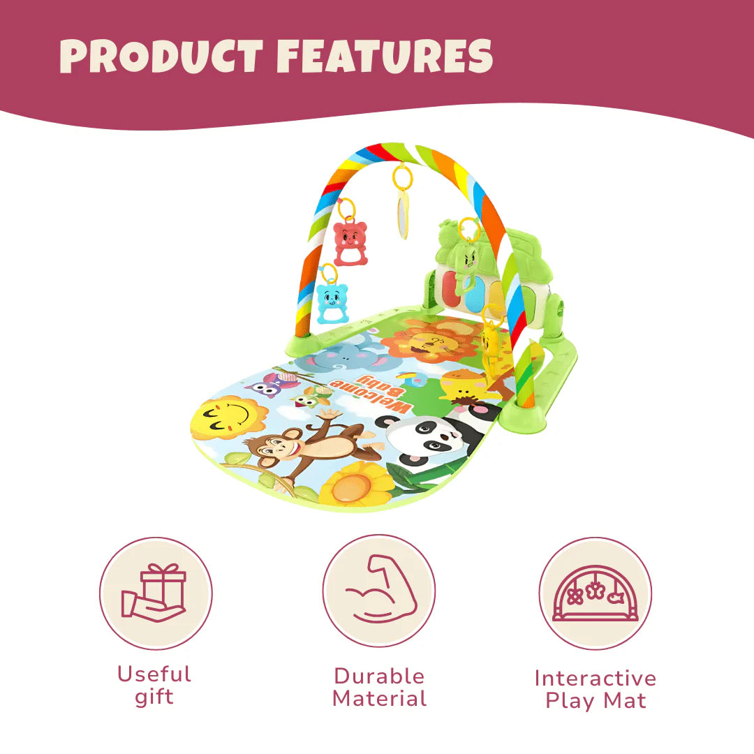 Baby Activity Gym with Kick Piano, Hanging Toys 0-36 Months Jungle