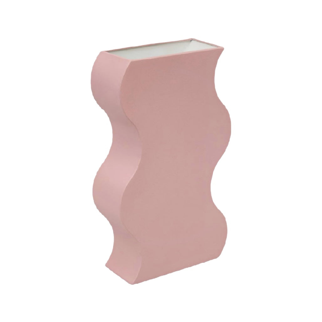 Elegant Pink Wavy Vase – Modern Decorative Flower Holder