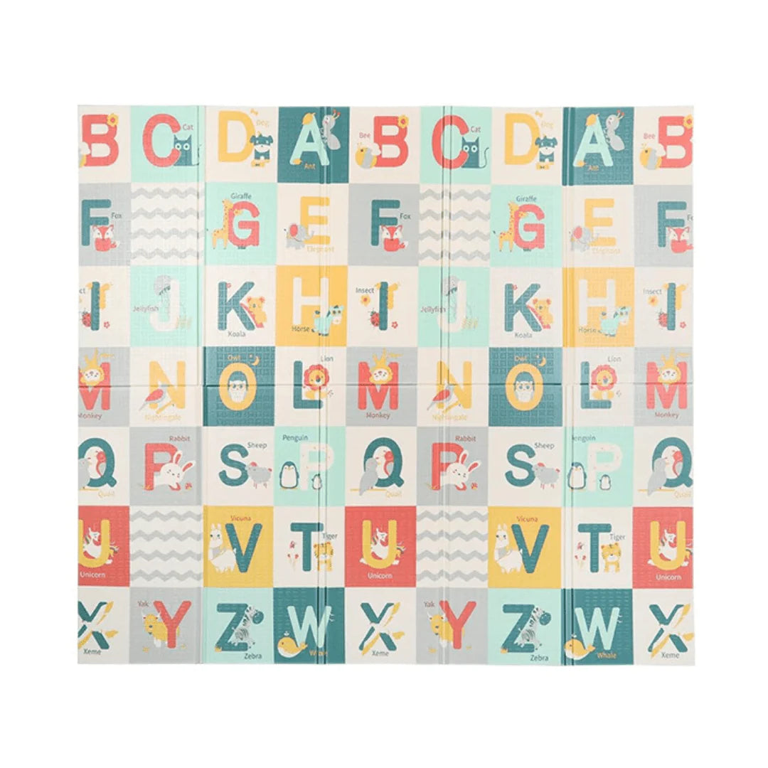 Foldable Baby Play Mat Waterproof Reversible Letters Numbers Foam